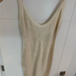 Herve Elegant Cream Sleeveless Dress